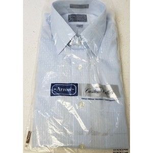 Arrow Cluett Men’s Long Sleeve Button Up Dress Shirt M 15½-32 Blue Semi Tapered